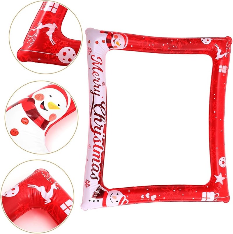 Christmas Inflatable Photo Frame Prop Red For Holiday Selfie Booth Party Decoration - Image 4